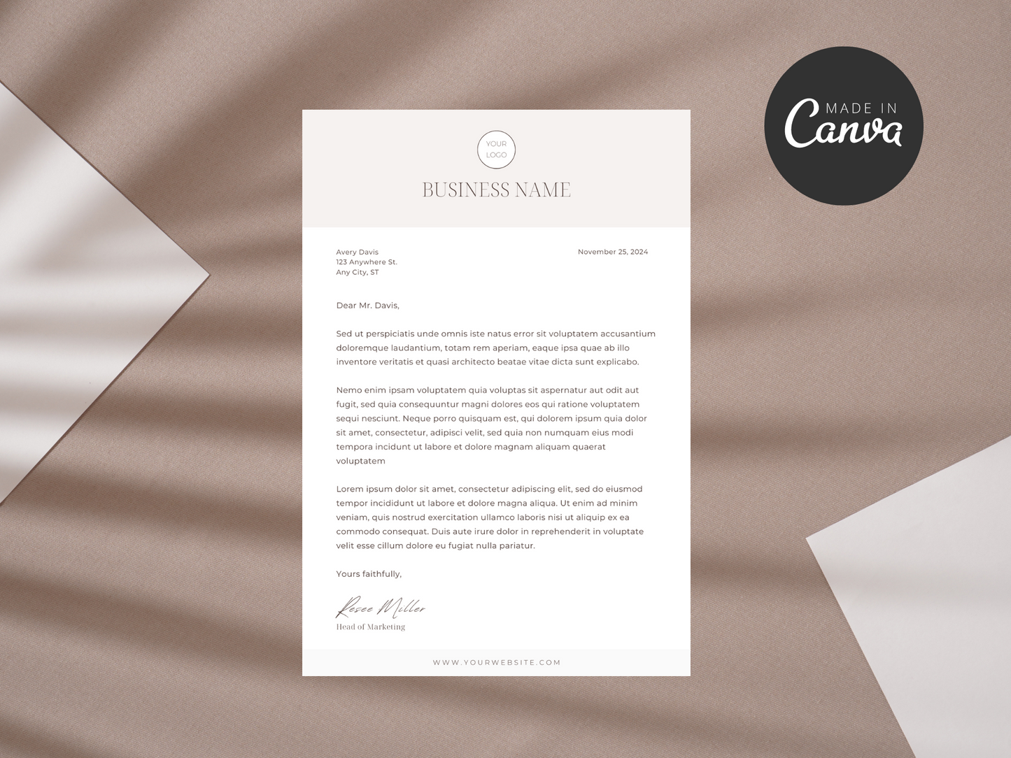 Business Letterhead Canva Template