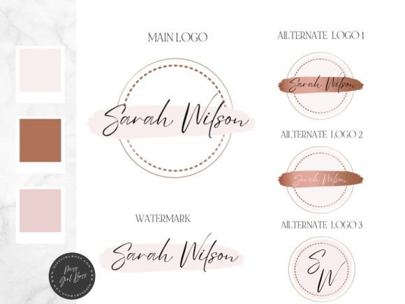 Blush Pink and Rose Gold Logo Template
