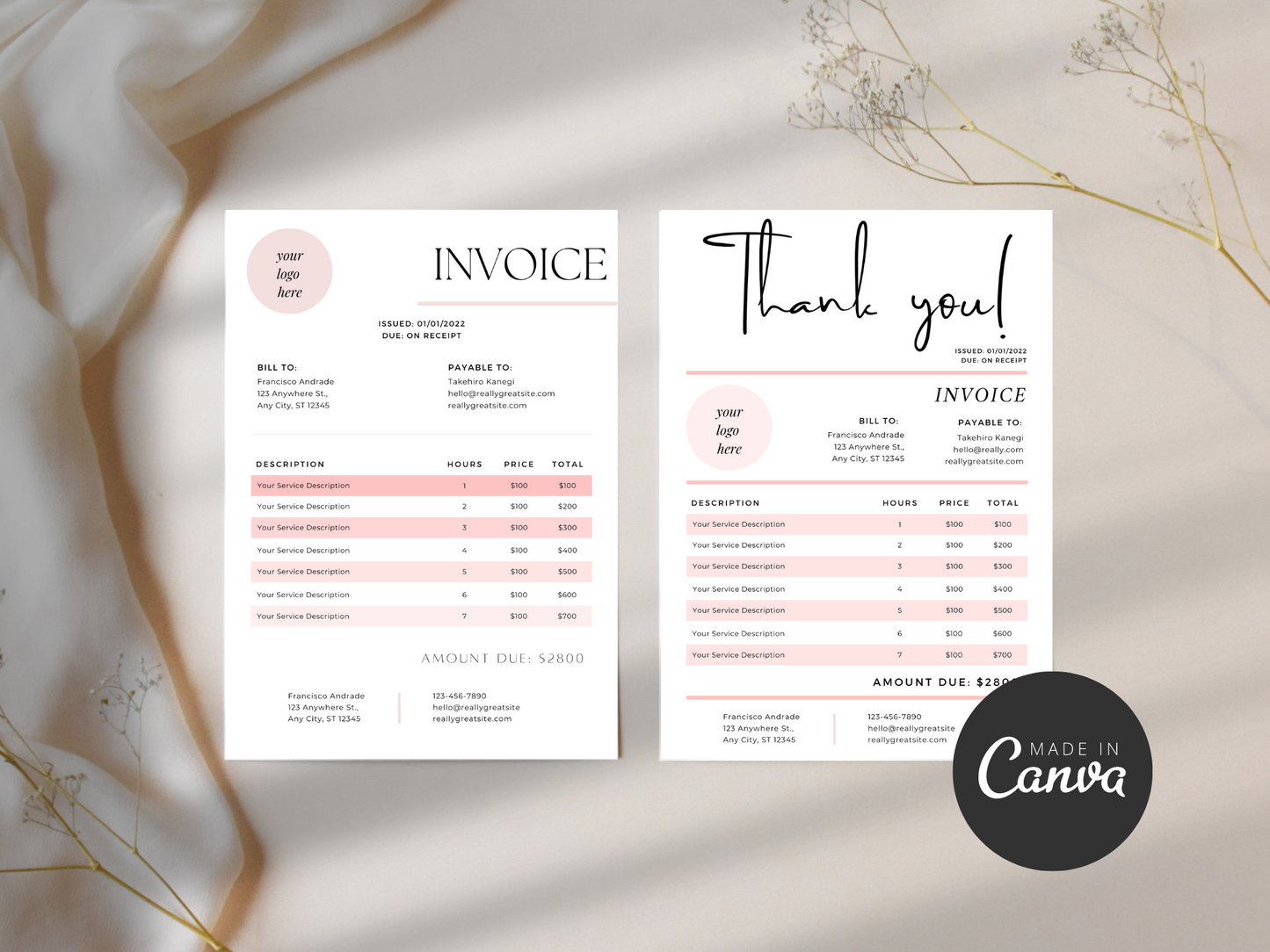 Pink Order Form Template