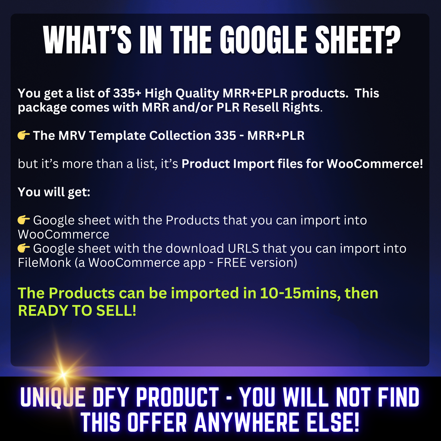 335+ WooCommerce MRR Digital Products Import Google Sheet CSV with Master resell rights MRR + PLR for Products