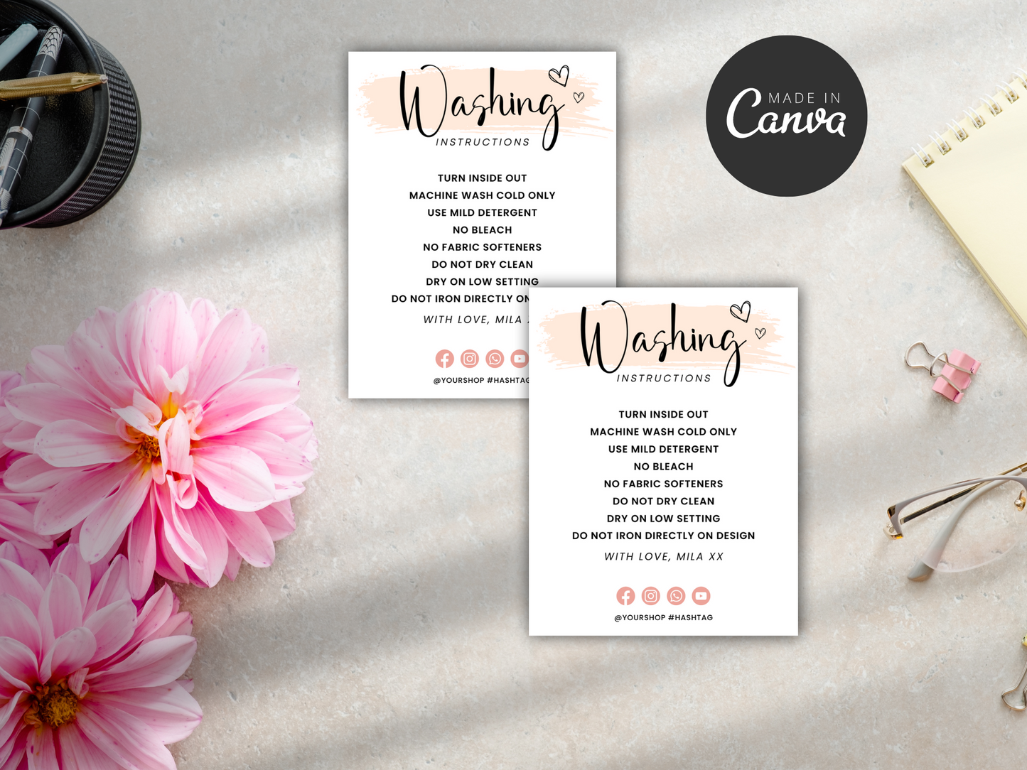 Editable Washing Instruction Template