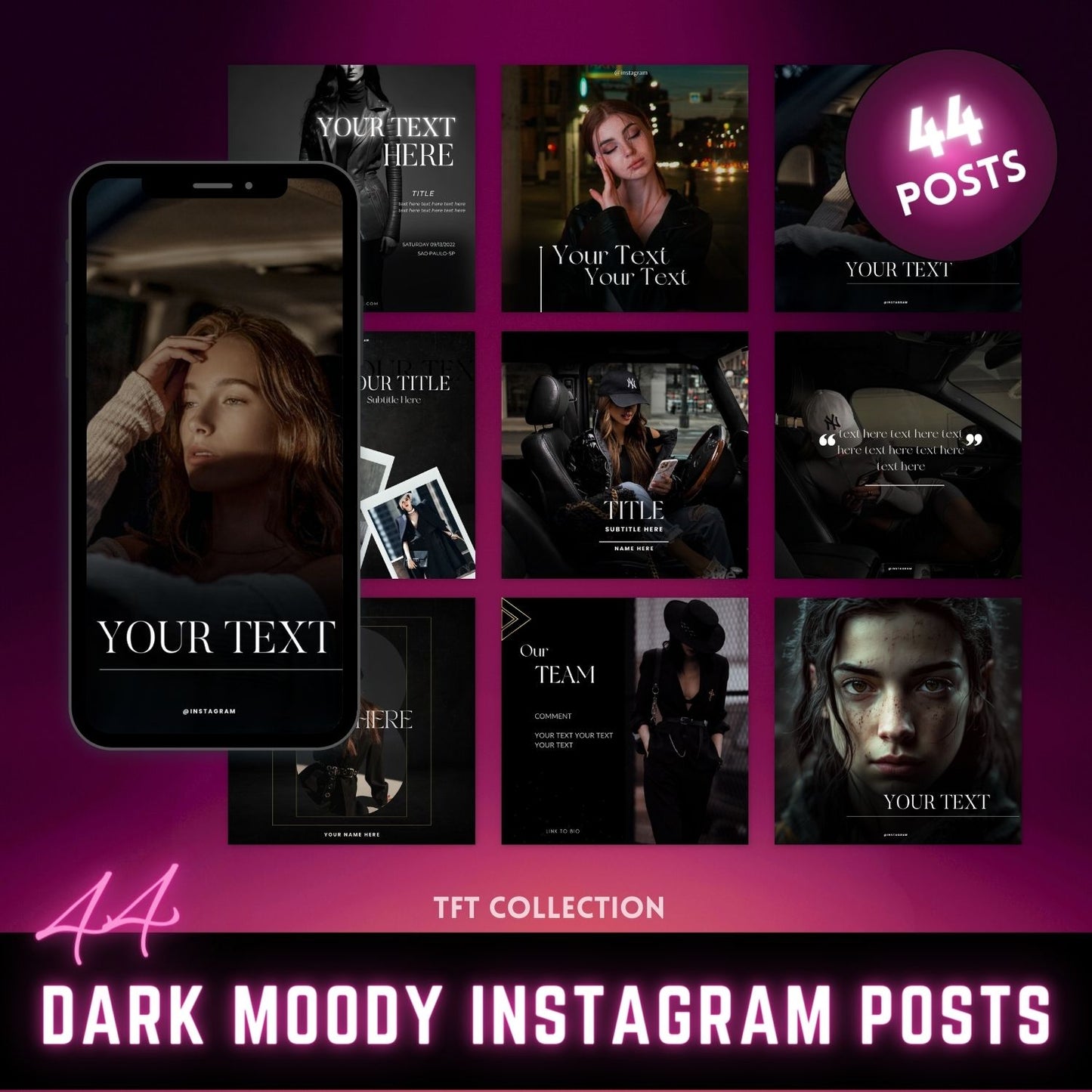 44 Dark moody Instagram posts MRR+PLR