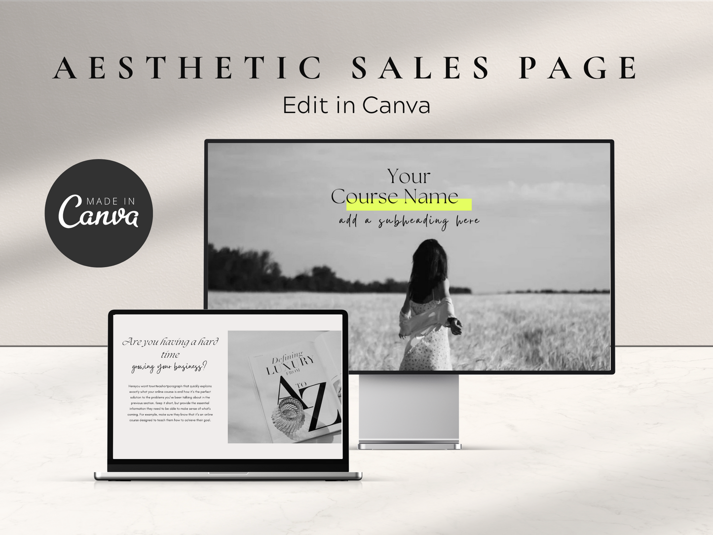 Sales Landing Page Template Canva MRR+PLR Resell rights