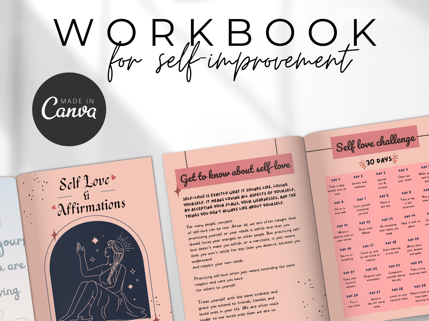 Canva Self Love & Affirmations Workbook MRR+PLR Resell rights
