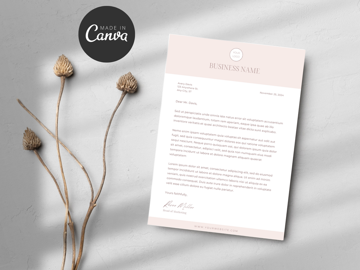 Business Letterhead Canva Template