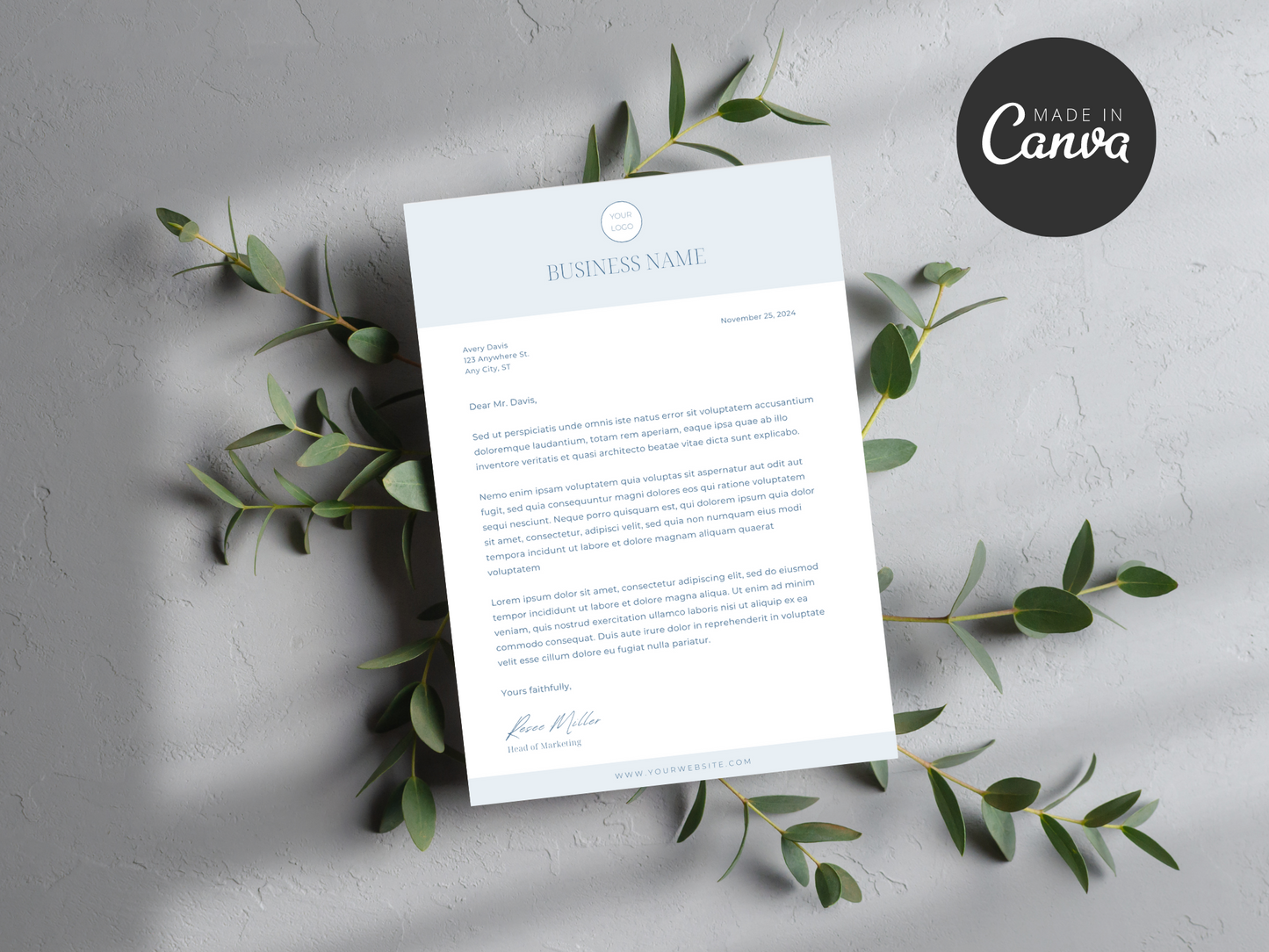 Business Letterhead Canva Template