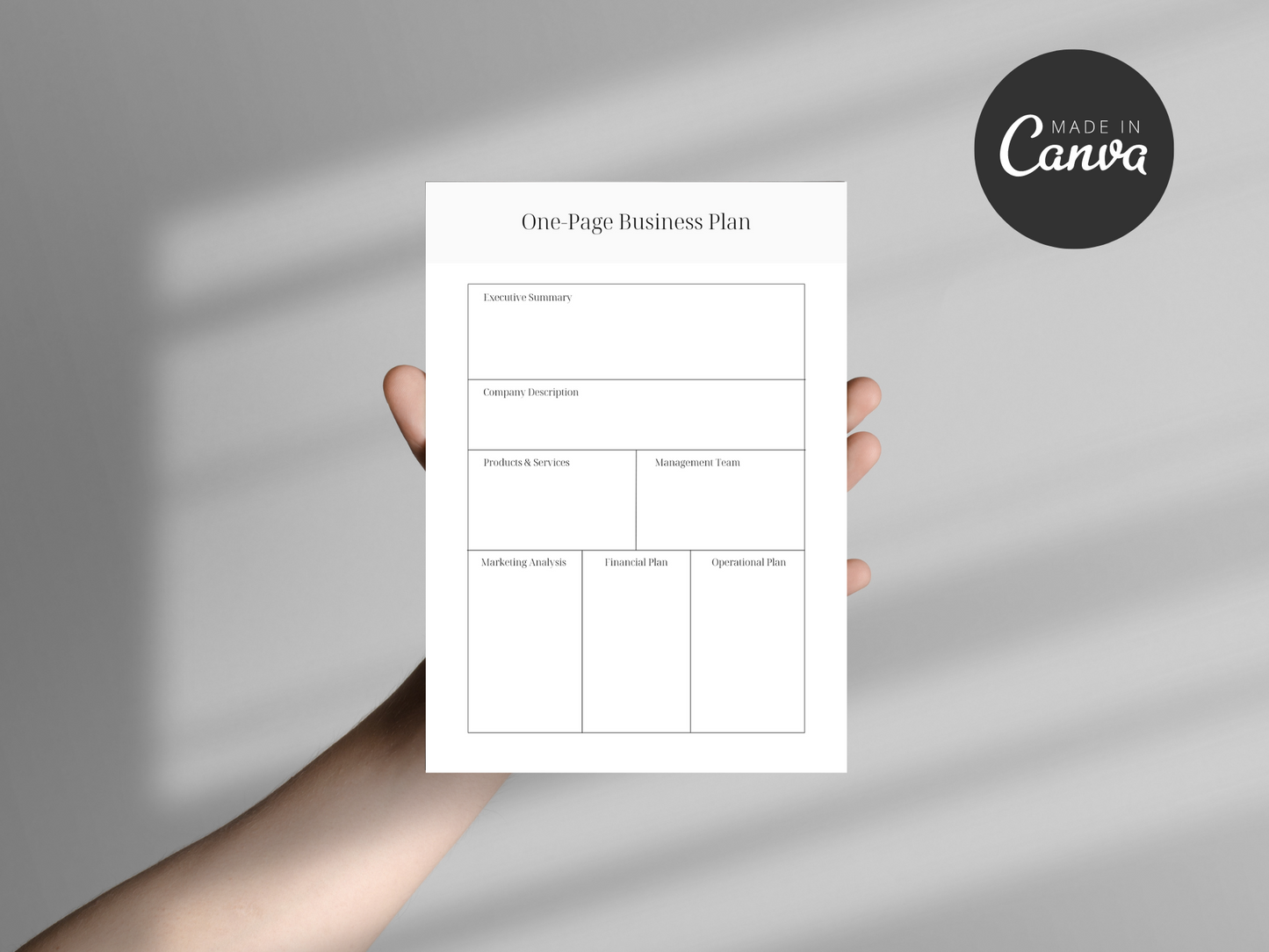 One Page Business Plan Canva Template