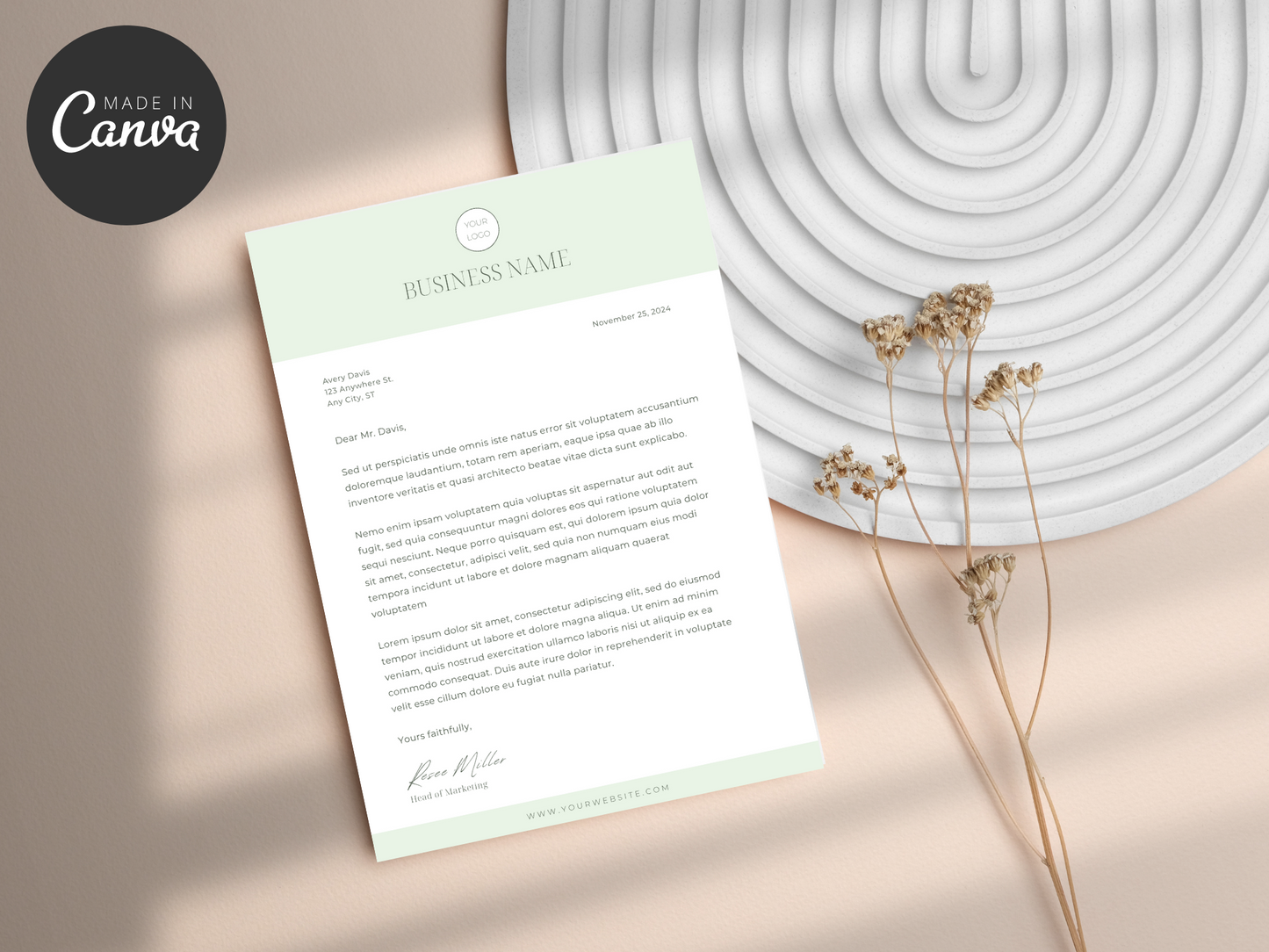 Business Letterhead Canva Template