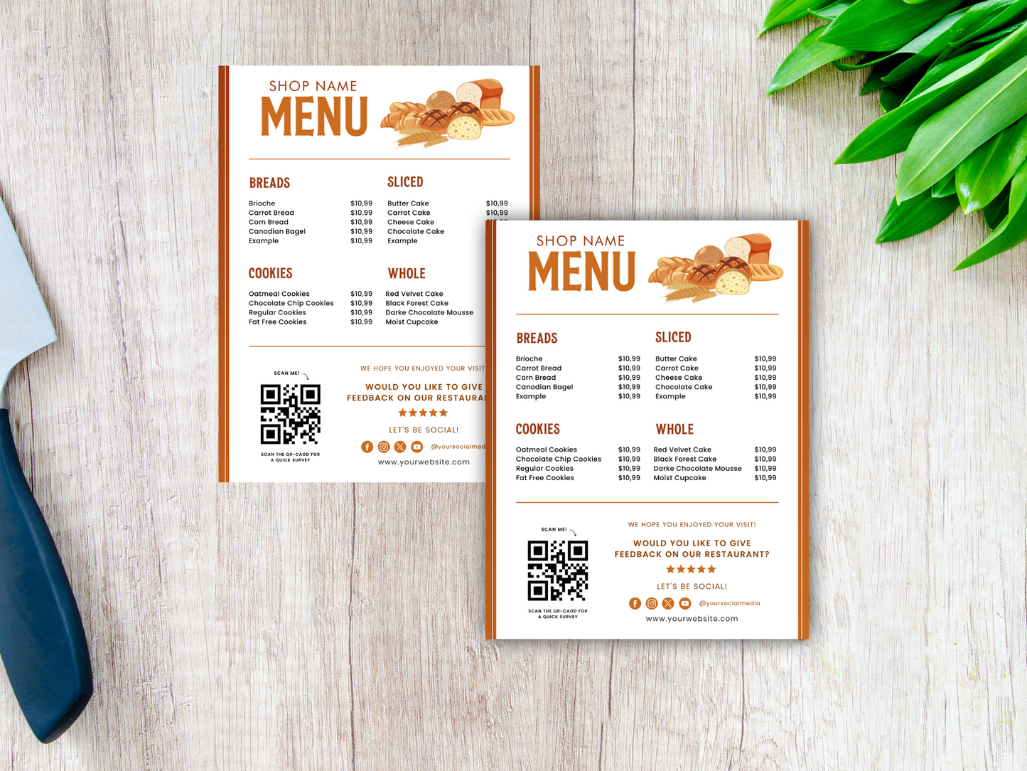 Minimalist Editable Menu Template