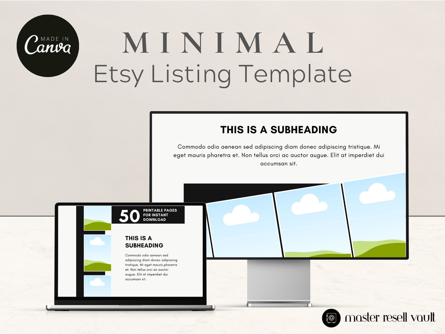 Minimal Etsy Listing Template MRR+PLR Resell rights