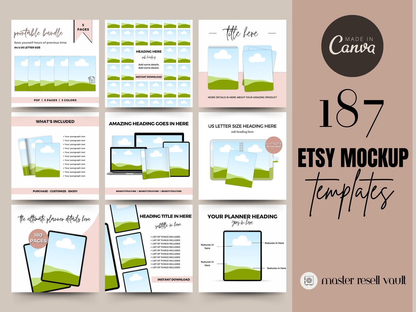 187 Etsy Listing Mockup Bundle MRR+PLR Resell rights