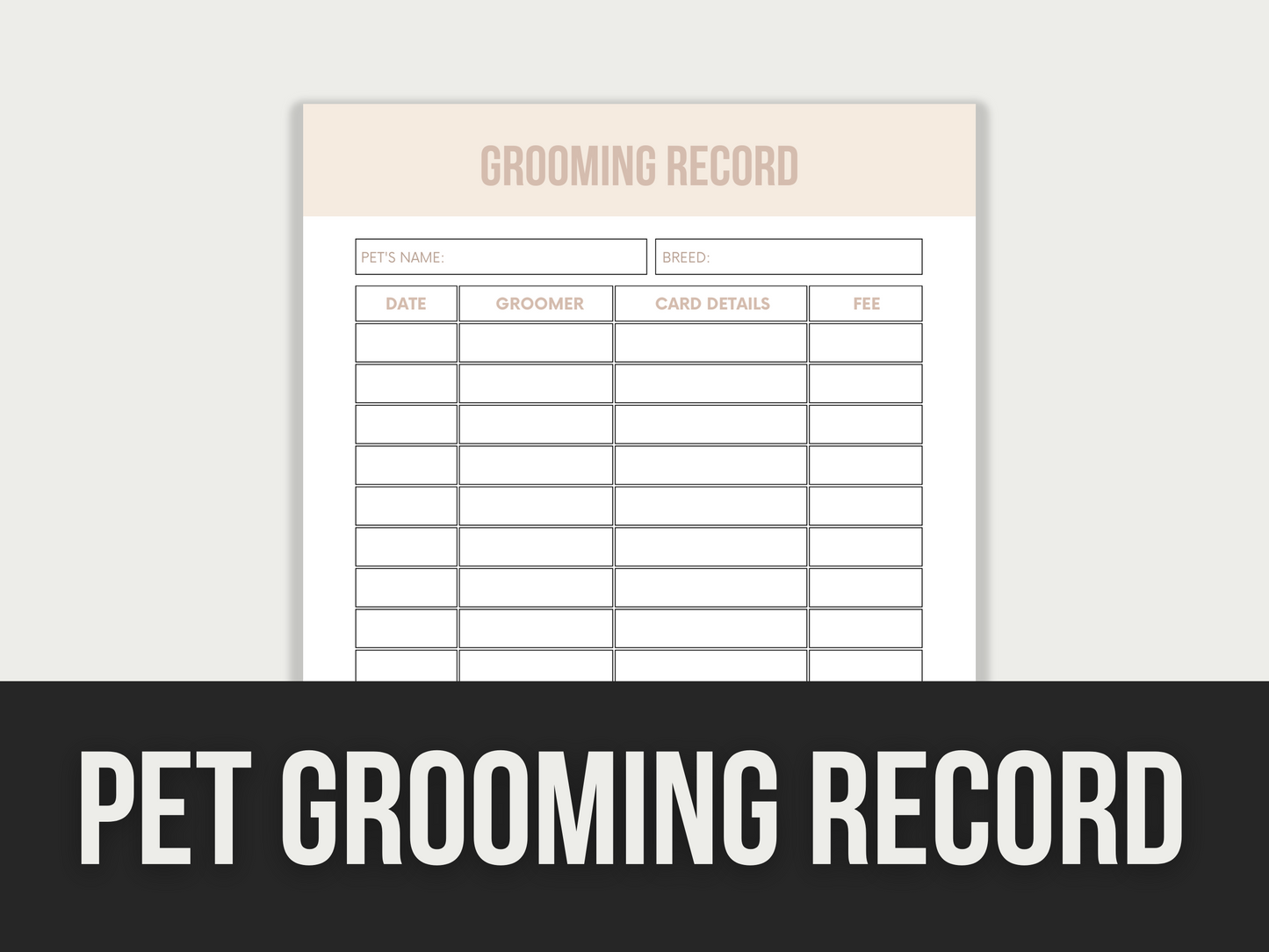 pet grooming record - MRR Products Vault