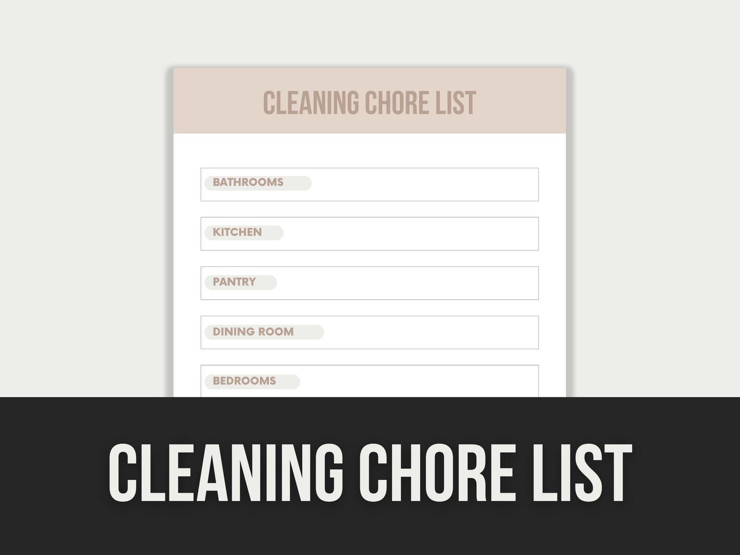 cleaning chore list - MRR Products Vault