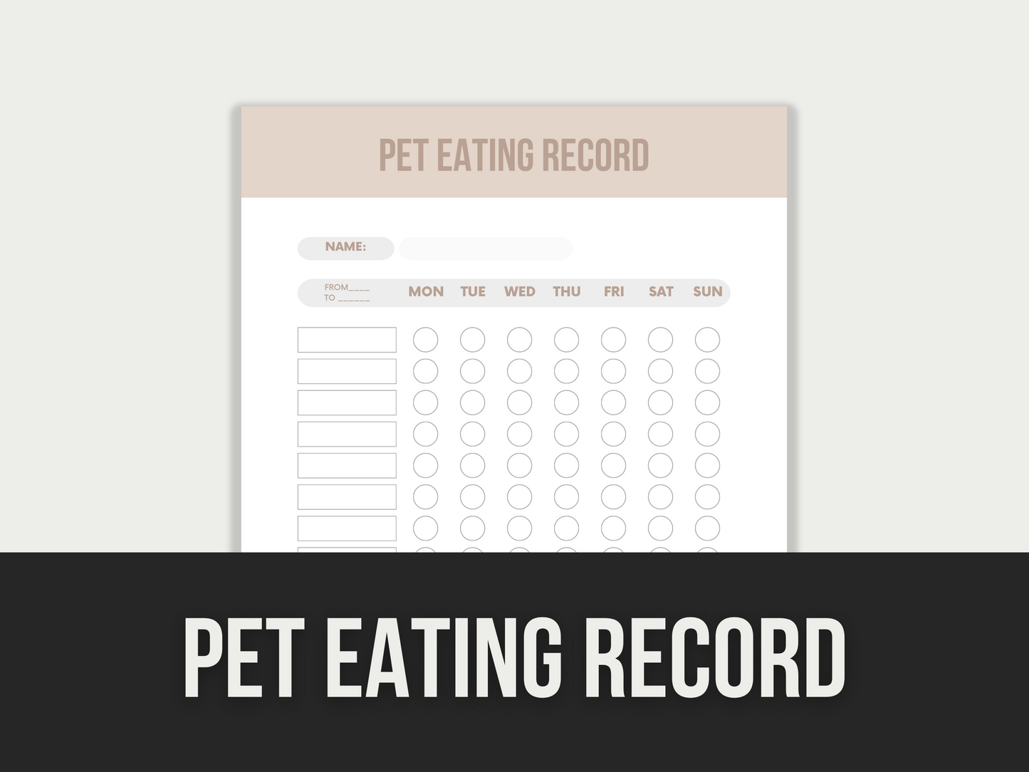 pet eating record - MRR Products Vault