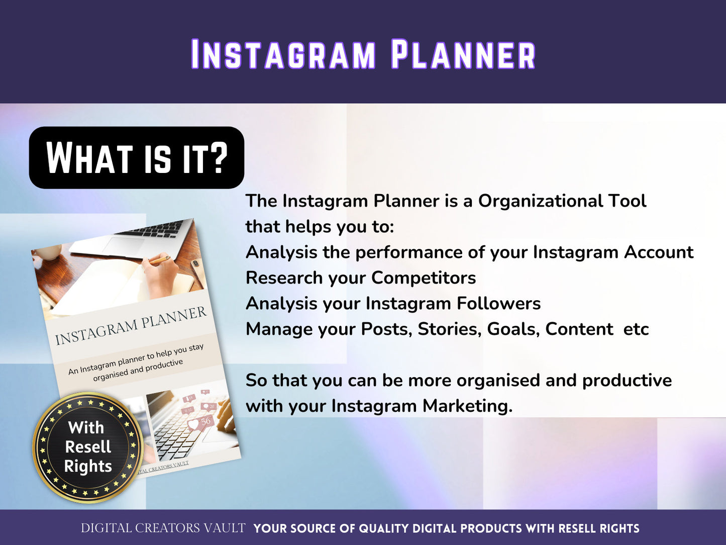 PLR - Instagram Planner | Social Media Planner | Blog Planner | Small Business | Social Media Content Calendar | Content Planner - MRR Products Vault