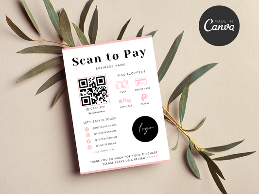 Scan to Pay Sign Template