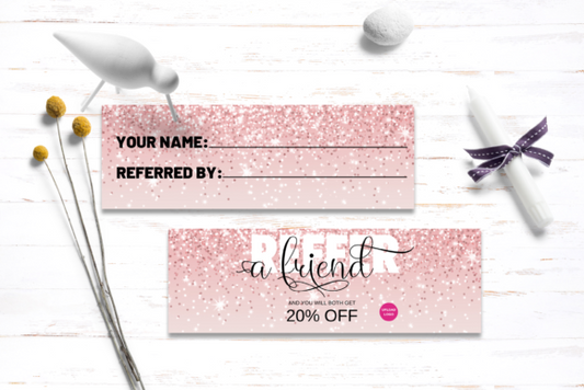 Pink Glitter Referral Cards