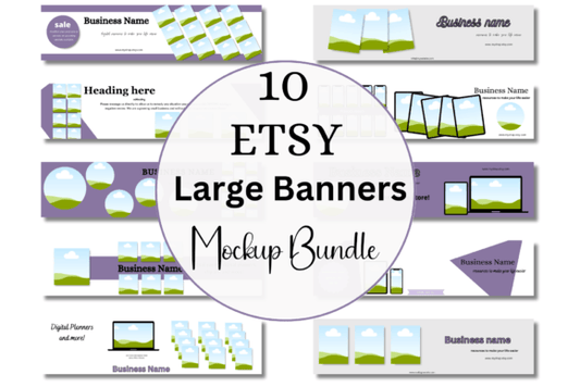 10 Large Etsy Banner Mockup Templates MRR+PLR Resell rights