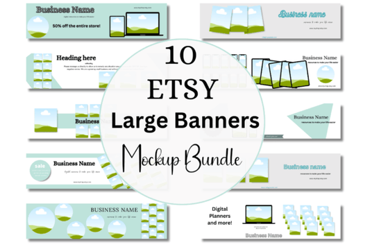 10 Large Etsy Banner Mockup Templates MRR+PLR Resell rights