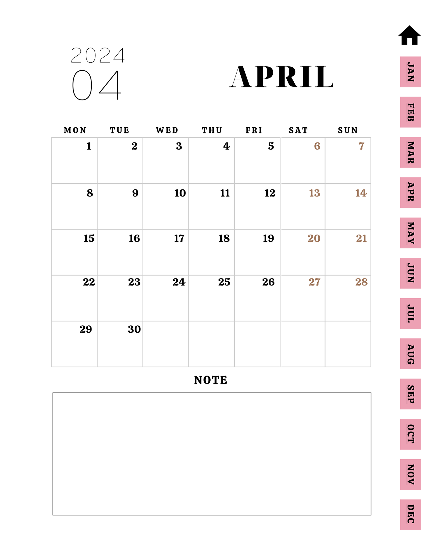 2026 Monthly Planner - PLR MRR