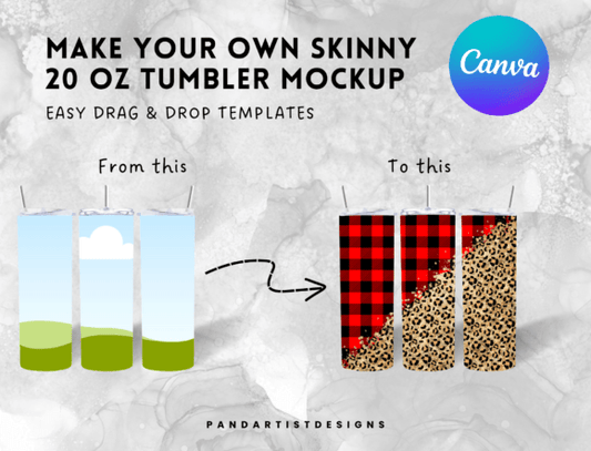 20oz Skinny Tumbler Mockup Canva Frame