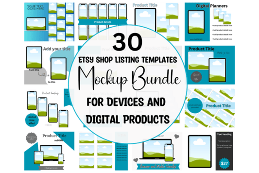 30 Mockups for ETSY Digital Listings MRR+PLR Resell rights