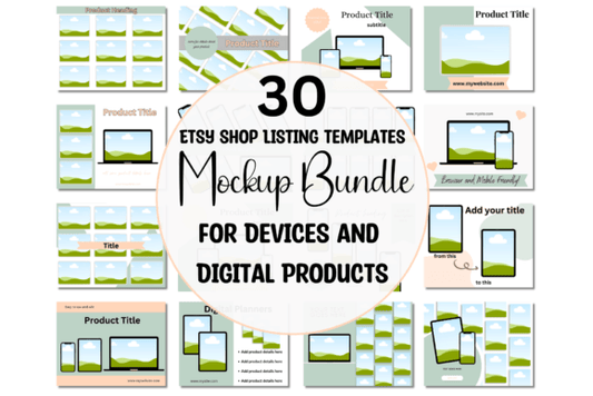 30 Mockups for Etsy Digital Listings MRR+PLR Resell rights