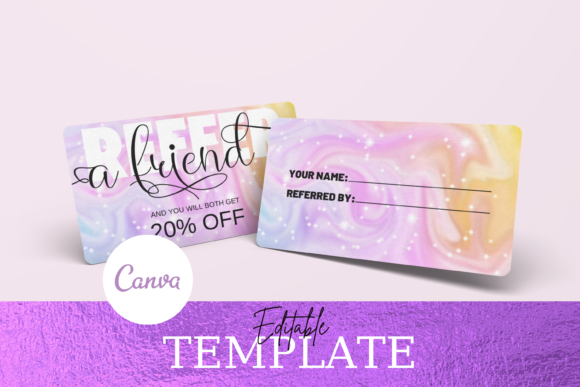 Pink and Gold Holographic Referral Card