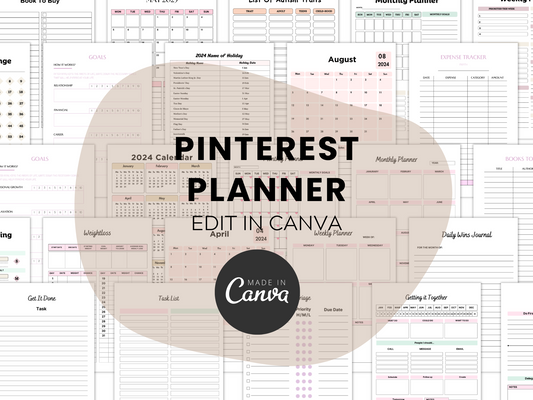 Editable 2024 Pinterest Planner Canva