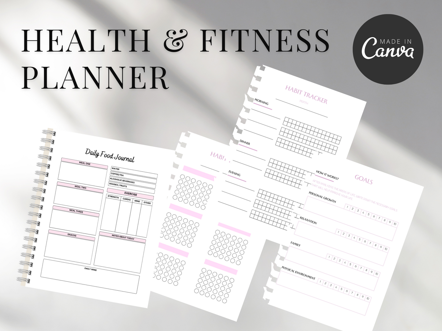 Health & Fitness Planner Canva Templates