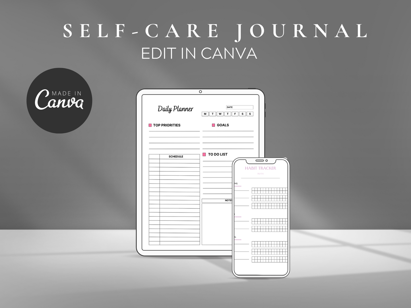 Self-care Planner Tracker Canva Template