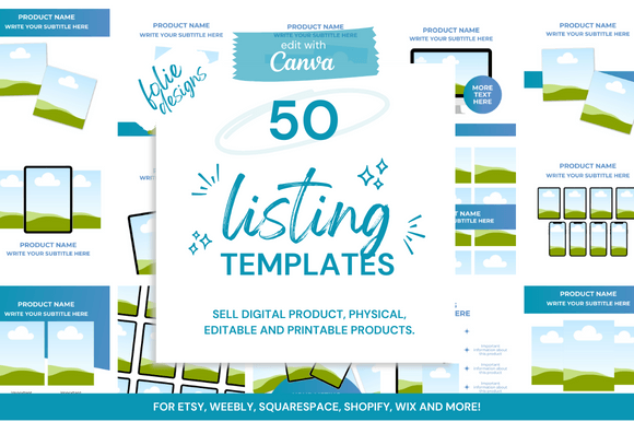 50 Etsy Digital Shop Templates