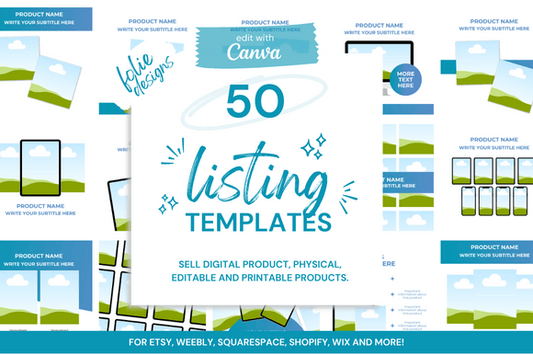 50 Etsy Digital Shop Templates MRR+PLR Resell rights