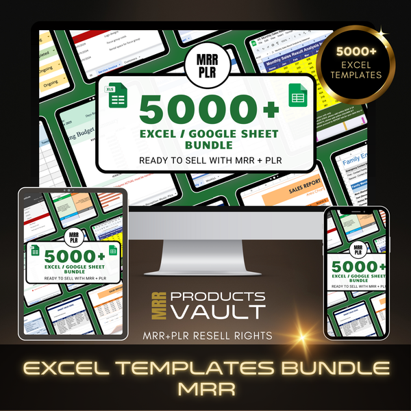 5000+ Excel + Google sheet Template Bundle MRR+PLR