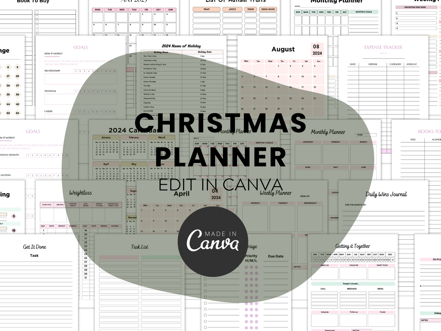 Christmas Planner Canva Templates