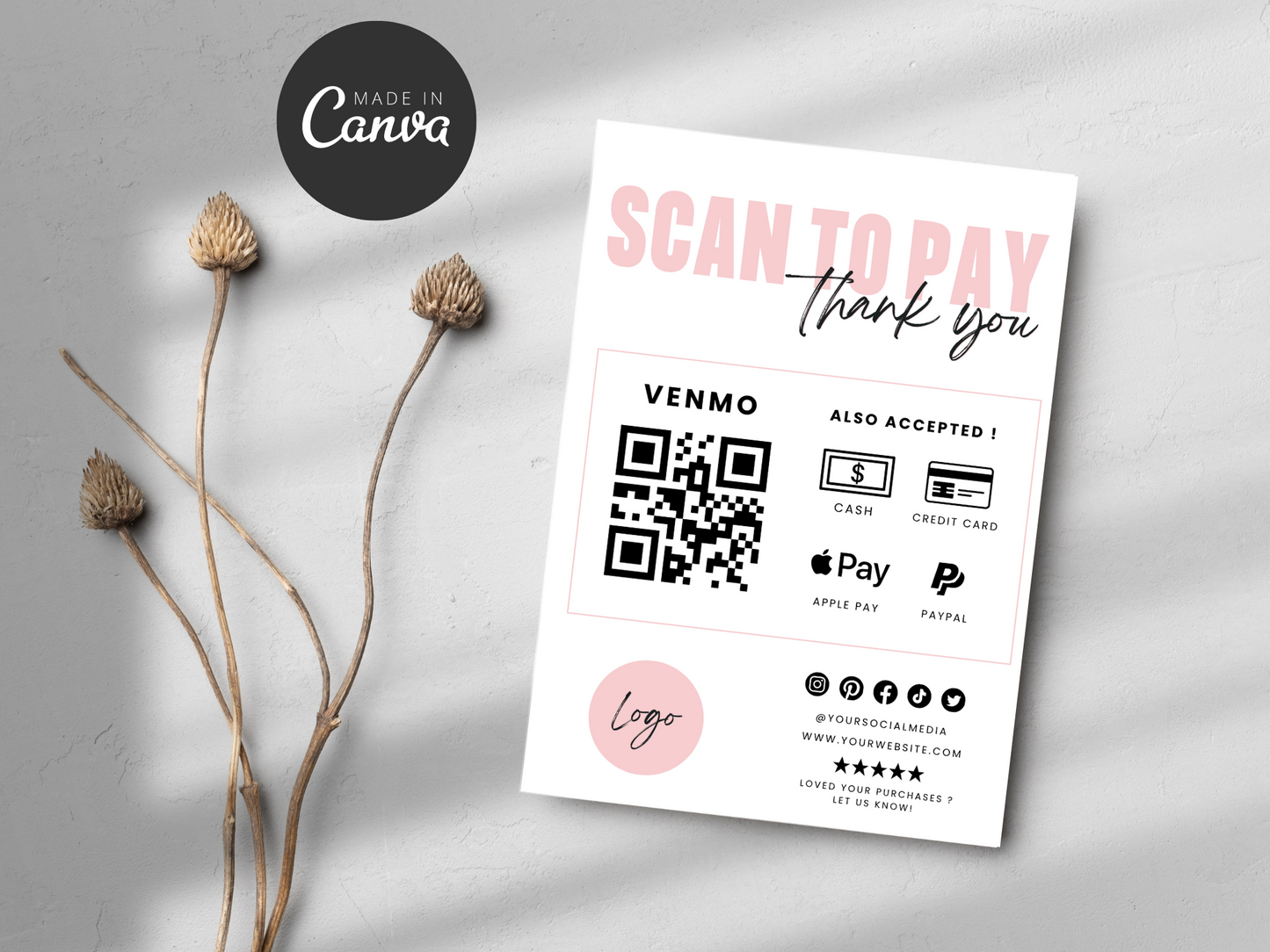 Canva Business Scan to Pay Sign Template