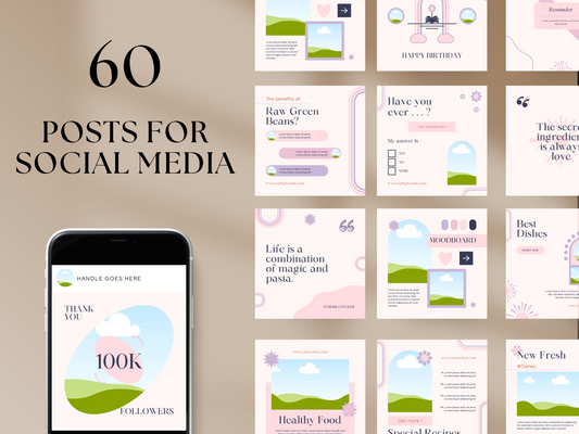 60 Food Blogger Social Media Templates