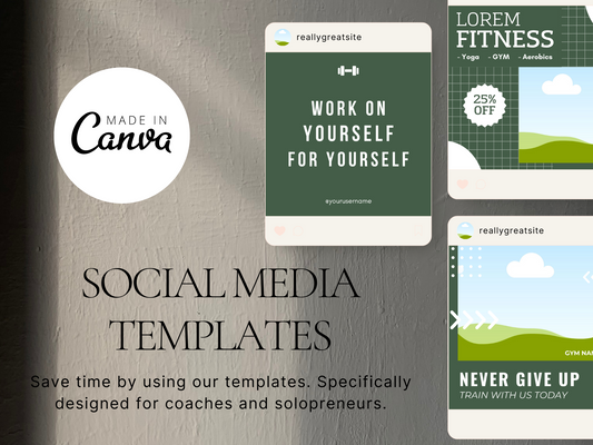 60 Fitness Social Media Canva Templates