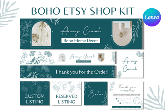 Boho Etsy Shop Templates Kit MRR+PLR Resell rights