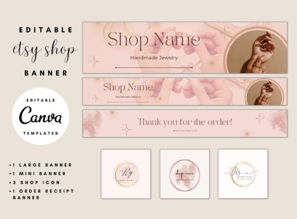 Rose Gold Etsy Shop Banner MRR+PLR Resell rights