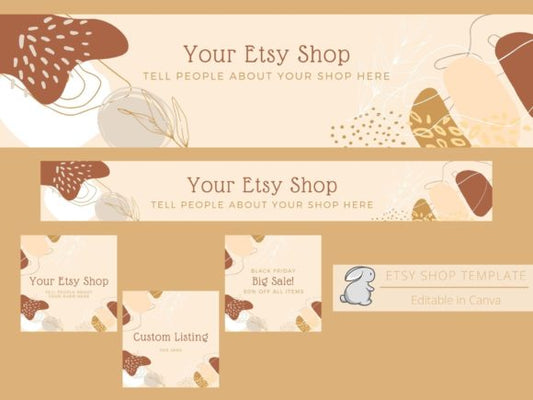 Boho Neutral Etsy Shop Template MRR+PLR Resell rights