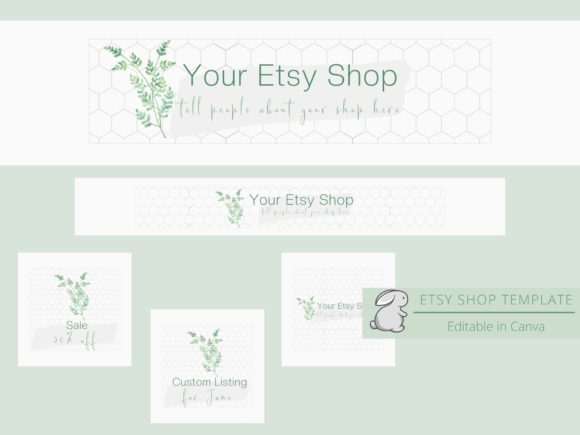 Green Etsy Shop Template MRR+PLR Resell rights