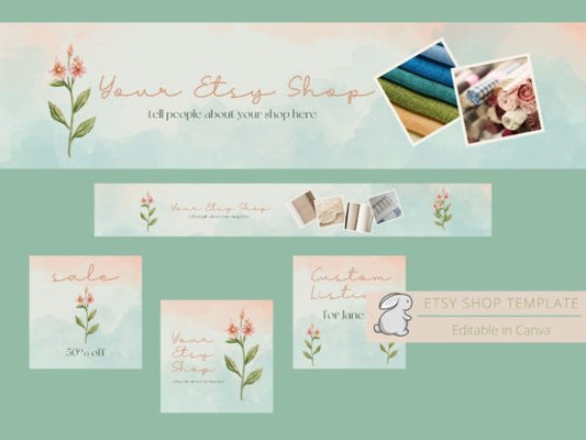 Floral Etsy Shop Templates MRR+PLR Resell rights