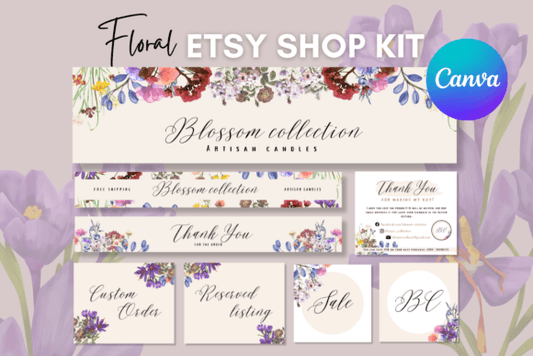 Floral Etsy Shop Templates Kit MRR+PLR Resell rights