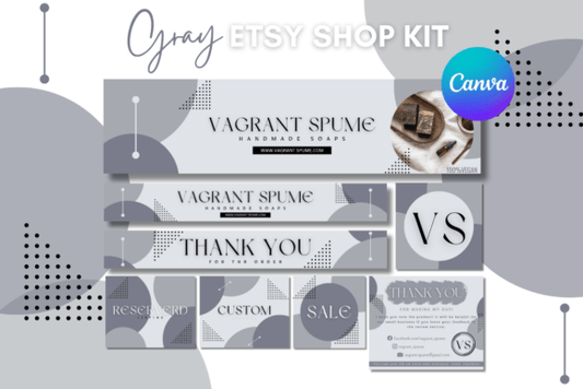 Gray Etsy Shop Kit MRR+PLR Resell rights