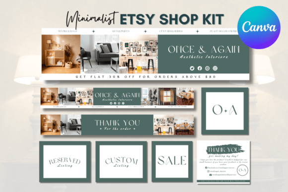 Minimalist Etsy Shop Kit MRR+PLR Resell rights