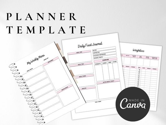 Health & Fitness Planner Canva Templates MRR+PLR Resell rights