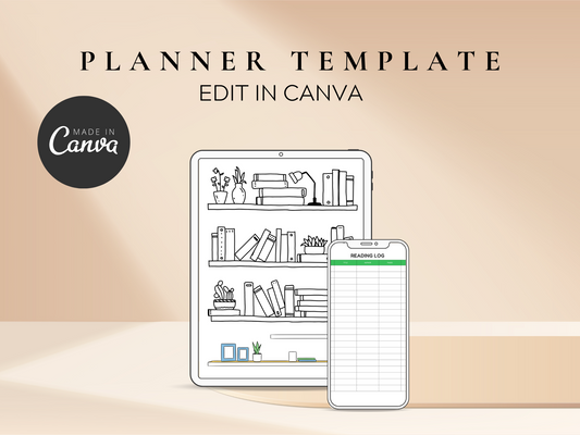 Digital Reading Book Planner Canva MRR+PLR Resell rights