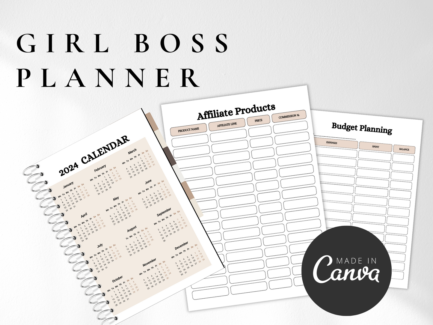 2024 Girl Boss Planner Canva MRR+PLR Resell rights