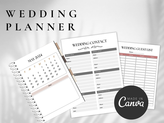 Editable 2024 Wedding Planner Canva MRR+PLR Resell rights